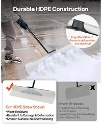 Mecale Snow Pusher Shovel, 36", Hdpe Blade w/ Metal Edge, Segmented Handle, Ergonomic Grip, Driveway/Garden