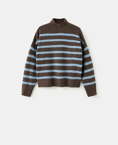 Mango Women's Oversized Striped Turtleneck Sweater