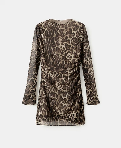 Mango Women's Draped Detail Leopard-Print Dress