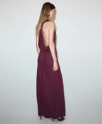 Mango Women's Metallic Detail Draped Dress