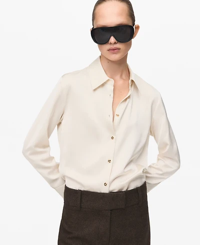 Mango Women's Satin Finish Flowy Shirt