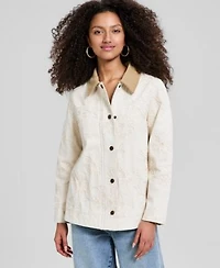 Now This Womens Cotton Embroidered Barn Jacket Macys Exclusive