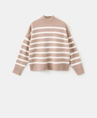 Mango Women's Oversized Striped Turtleneck Sweater