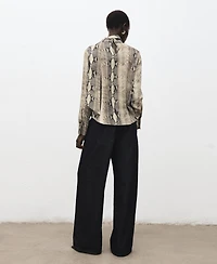 Mango Women's Scarf Animal-Print Blouse