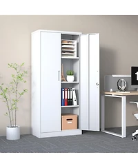 Boyel Living 71" Metal Storage Cabinet – Lockable doors, 4 shelves, ideal for garage, office, classroom, or pantry organization.