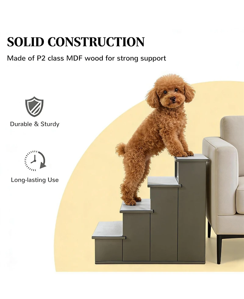 Aostirmotor Small Dog Steps Pet Stairs for Bed and Sofa in Grey