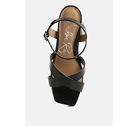 London Rag Womens Baxter Criss Cross Block Sandals