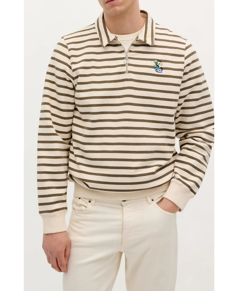 Scalpers Men's Stripes Zipper Sweater