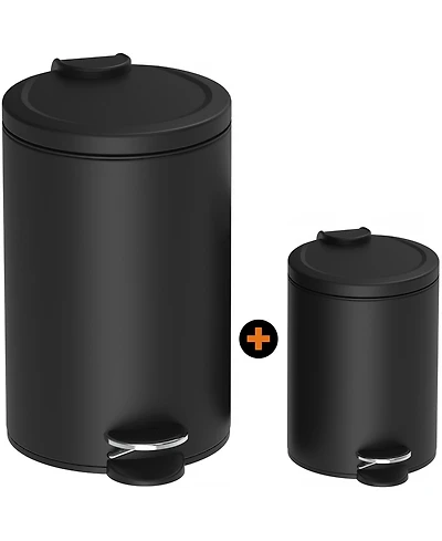 Mega Casa 3.2 + 0.8 Gallon Black Soft-Close Lid Step Trash Can Set