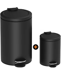 Mega Casa 3.2 + 0.8 Gallon Black Soft-Close Lid Step Trash Can Set