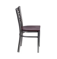 Emma+Oliver Clear Coated "X" Back Metal Restaurant Dining Chair
