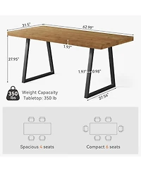Tribesigns 63" Industrial Dining Table for 4–6 with Solid Wood & Metal Legs
