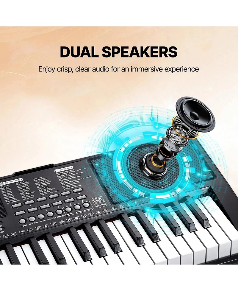 61 Key Digital Keyboard Piano with Dual Speakers Multiple Sound Modes and Beginner Friendly Learning Setup