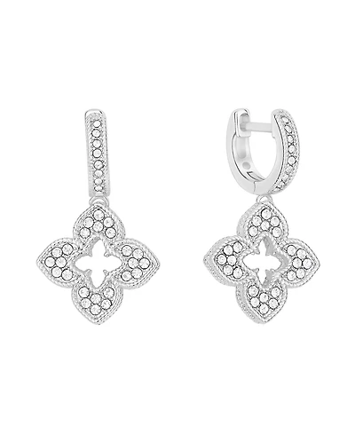 And Now This Crystal Flower Hinged Hoop Earrings