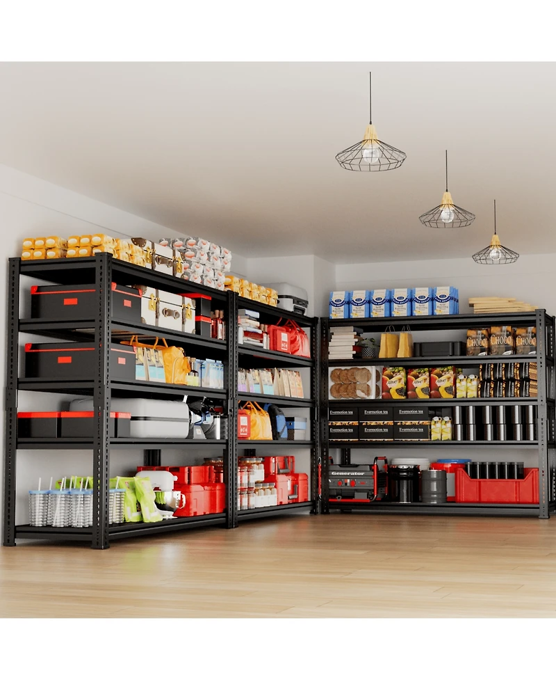 Lovmor 5-Tier 48 in W x 72 in H x 18 in D Adjustable Solid Plate Heavy Duty Metal Shelving Unit