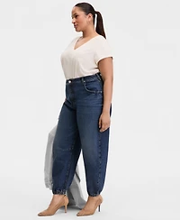 I.n.c. International Concepts Plus High Rise Barrel Jeans, Macy's Exclusive