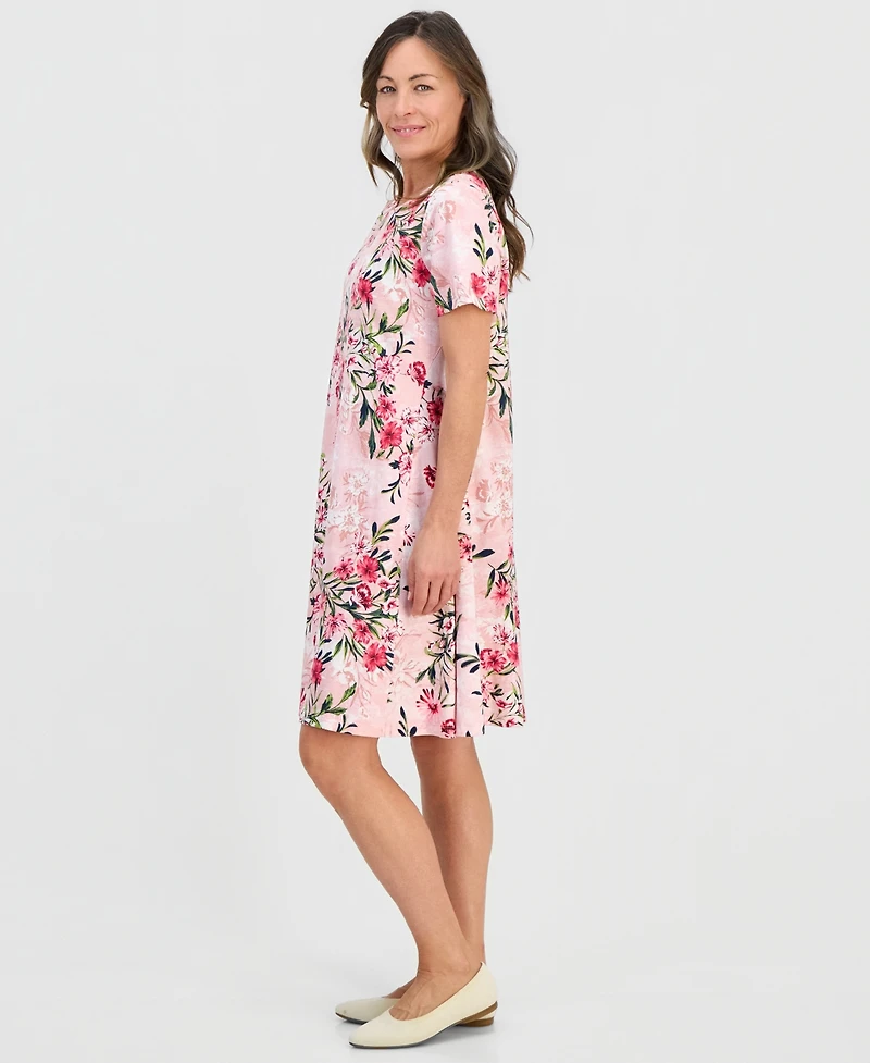 Style & Co Petite Short-Sleeve Floral T-Shirt Dress, Created for Macy's