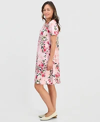 Style & Co Petite Short-Sleeve Floral T-Shirt Dress, Created for Macy's