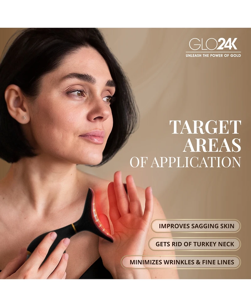 GLO24K Neck & Face Led Beauty Massager + 24k Moisturizing Day Cream.
