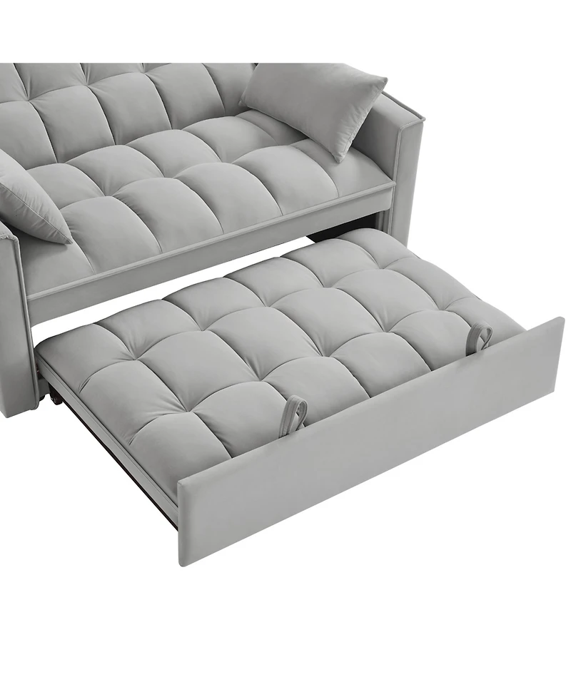 Clihome 4 in1 Loveseat Sofa Bed with Armrests & Storage Pockets, Multi-Function Tufted Pull-out Adjustable