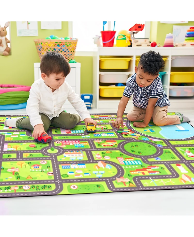 Sorbus 60"x79" City Roads Themed Washable Rug for Kids - For playrooms, classrooms, and bedrooms
