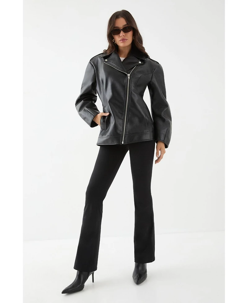 MissPap Women's Faux Leather Biker Jacket