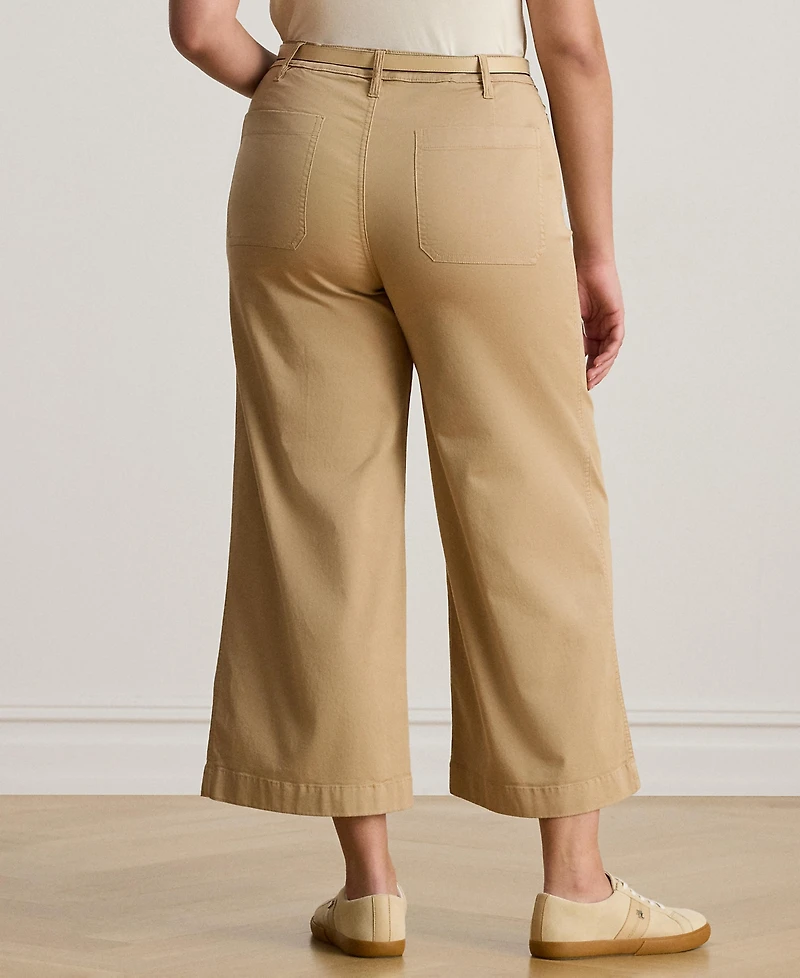 Lauren Ralph Plus Stretch Chino Wide-Leg Cropped Pants