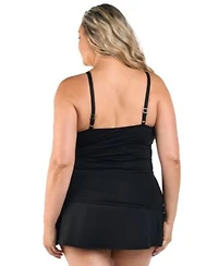 La Blanca Womens Plus Size Island Goddess Lingerie Strap Tankini Top Adjustable Tunnel Skirt