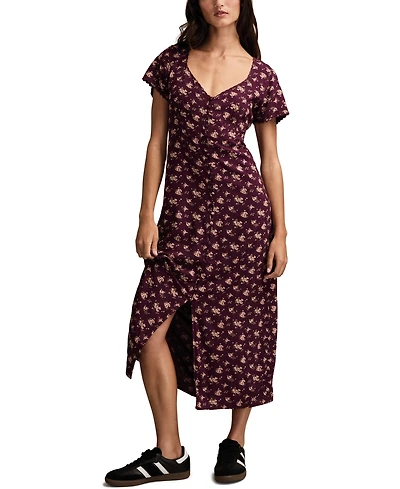 Lucky Brand Women's Simone Printed Short-Sleeve Midi Dress
