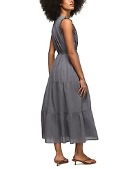 Lucky Brand Women's Lace Trim Tiered V-Neck Midi Dress