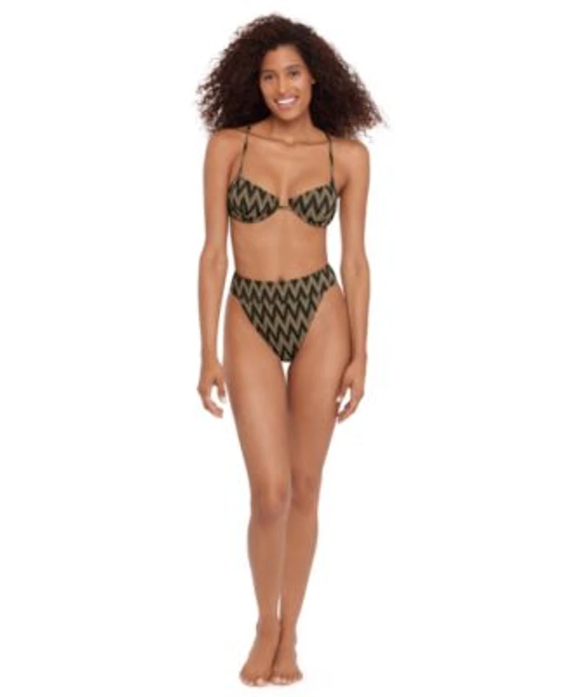 Steve Madden Womens X Back Demi Underwire Top High Waist Bottoms