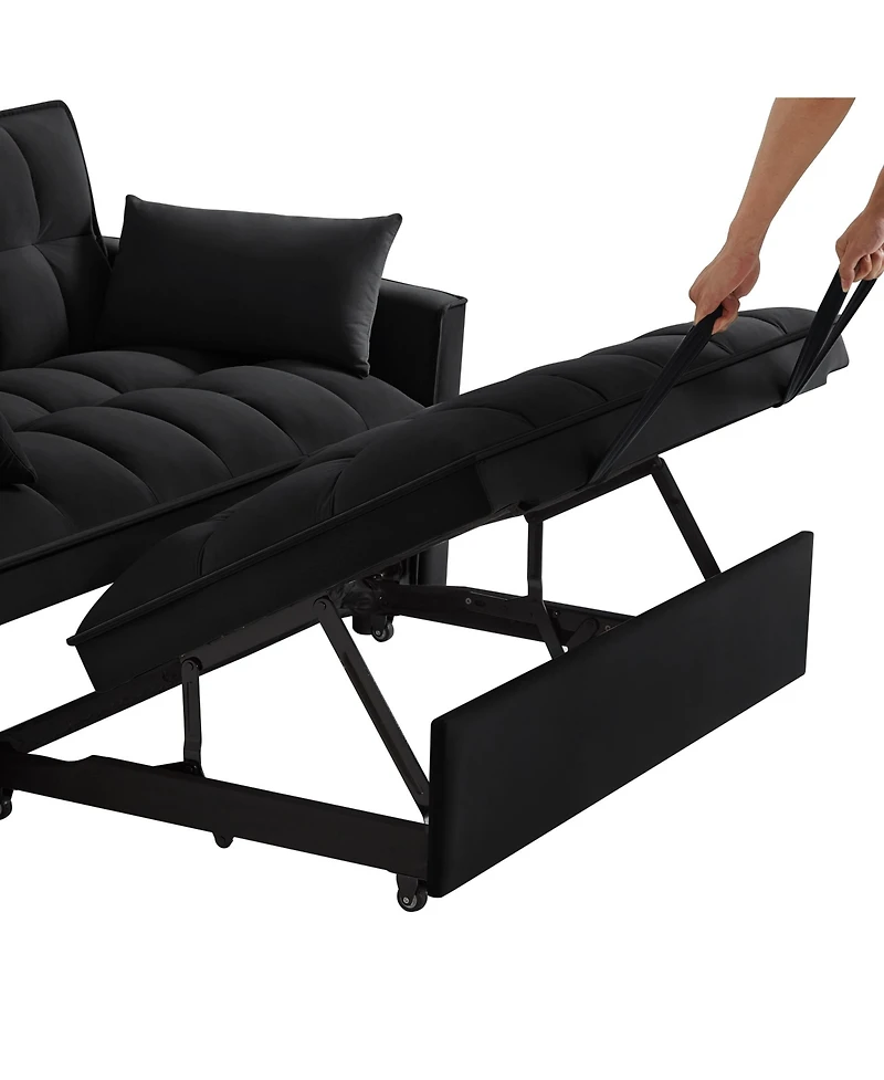 Clihome 4 in1 Loveseat Sofa Bed with Armrests & Storage Pockets, Multi-Function Tufted Pull-out Adjustable