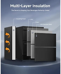 Euhomy 23.4-in W 150-Can Capacity Built-in/Freestanding Beverage Refrigerator in Black