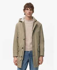 Mango Men's Water-Repellent Hood Quilted Parka