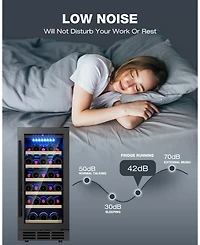 Euhomy 15-in 28Bottles Built-in/Freestanding Indoor Beverage Refrigerator in Black with Glass Door