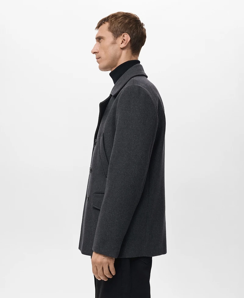 Mango Men's Short Double-Breasted Wool Coat