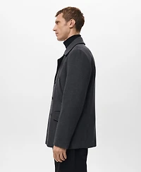 Mango Men's Short Double-Breasted Wool Coat