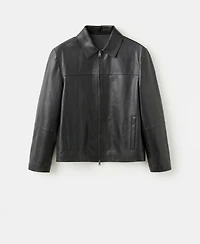 Mango Men's Pockets Leather Jacket