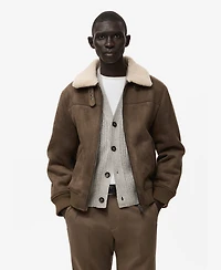 Mango Men's Faux-Leather Fleece Jacket