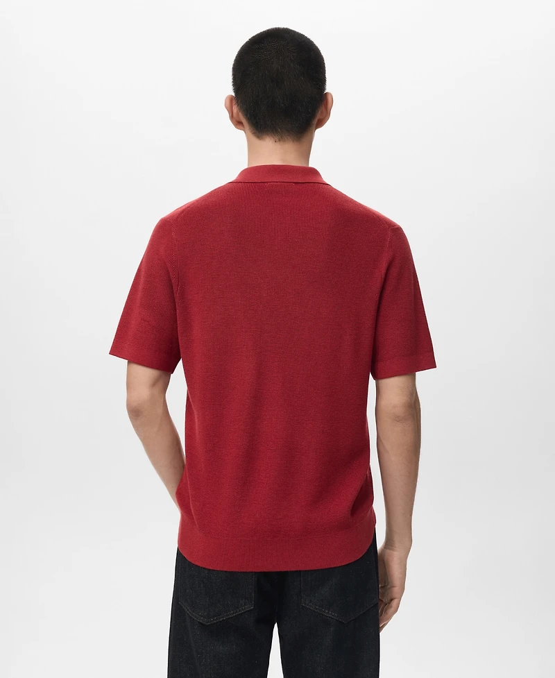 Mango Men's Structured Cotton Knitted Polo Shirt