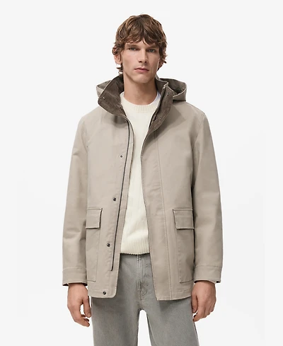 Mango Men's Detachable Inner Hood Parka