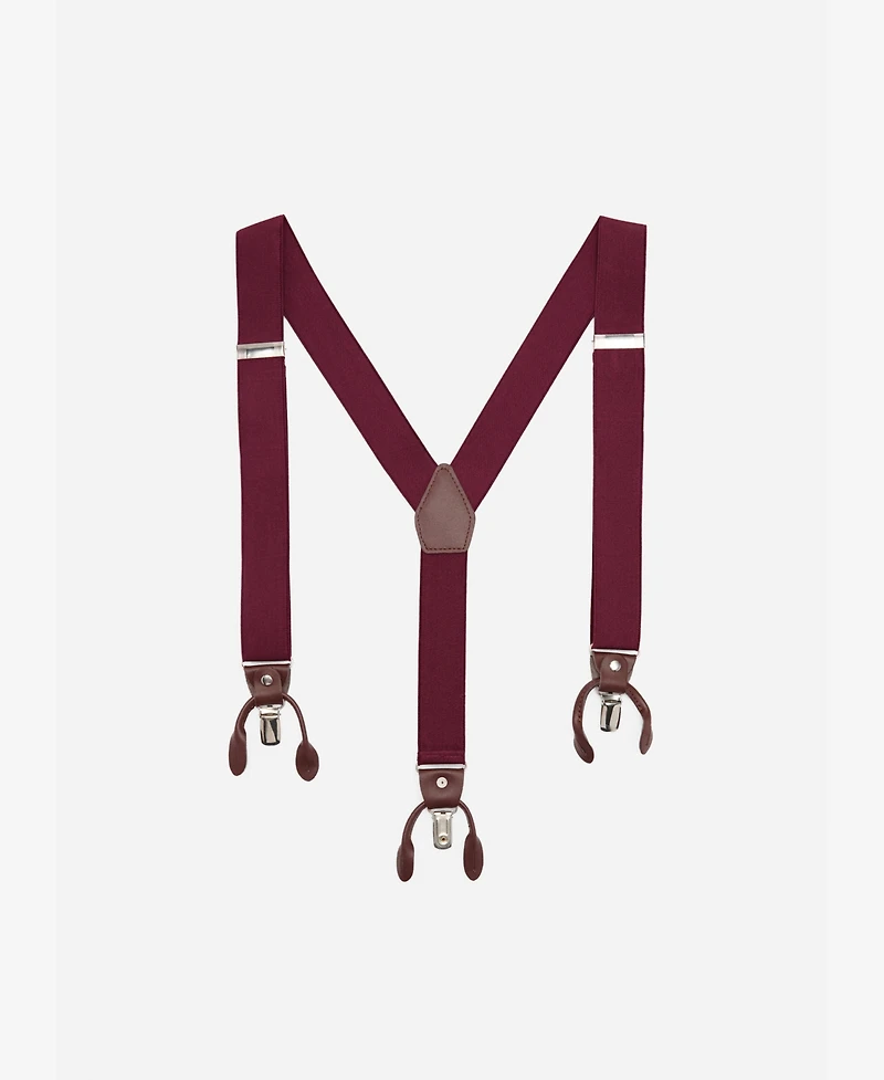 Mango Men's Leather Details Adjustable Elastic Suspenders