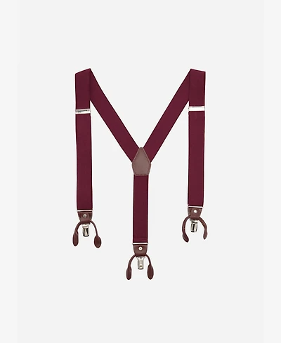 Mango Men's Leather Details Adjustable Elastic Suspenders