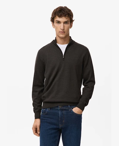 Mango Men's Perkins Collar Merino Wool Sweater