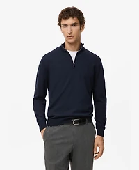 Mango Men's Perkins Collar Merino Wool Sweater