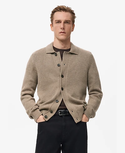Mango Men's Knitted Wool Blend Cardigan