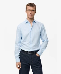 Mango Men's Cotton Slim-Fit Striped Shirt