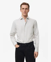 Mango Men's Cotton Slim-Fit Striped Shirt