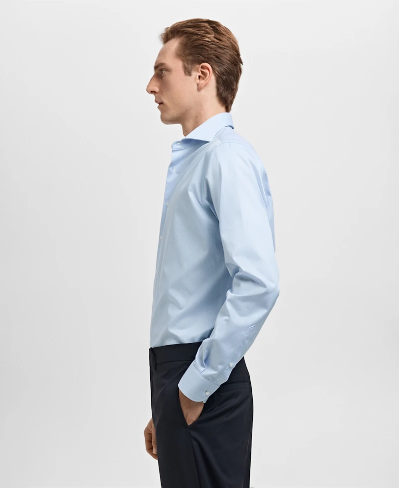 Mango Men's Striped-Print Slim-Fit Dress Shirt