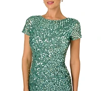 Adrianna Papell Women's Beaded Crewneck Dress